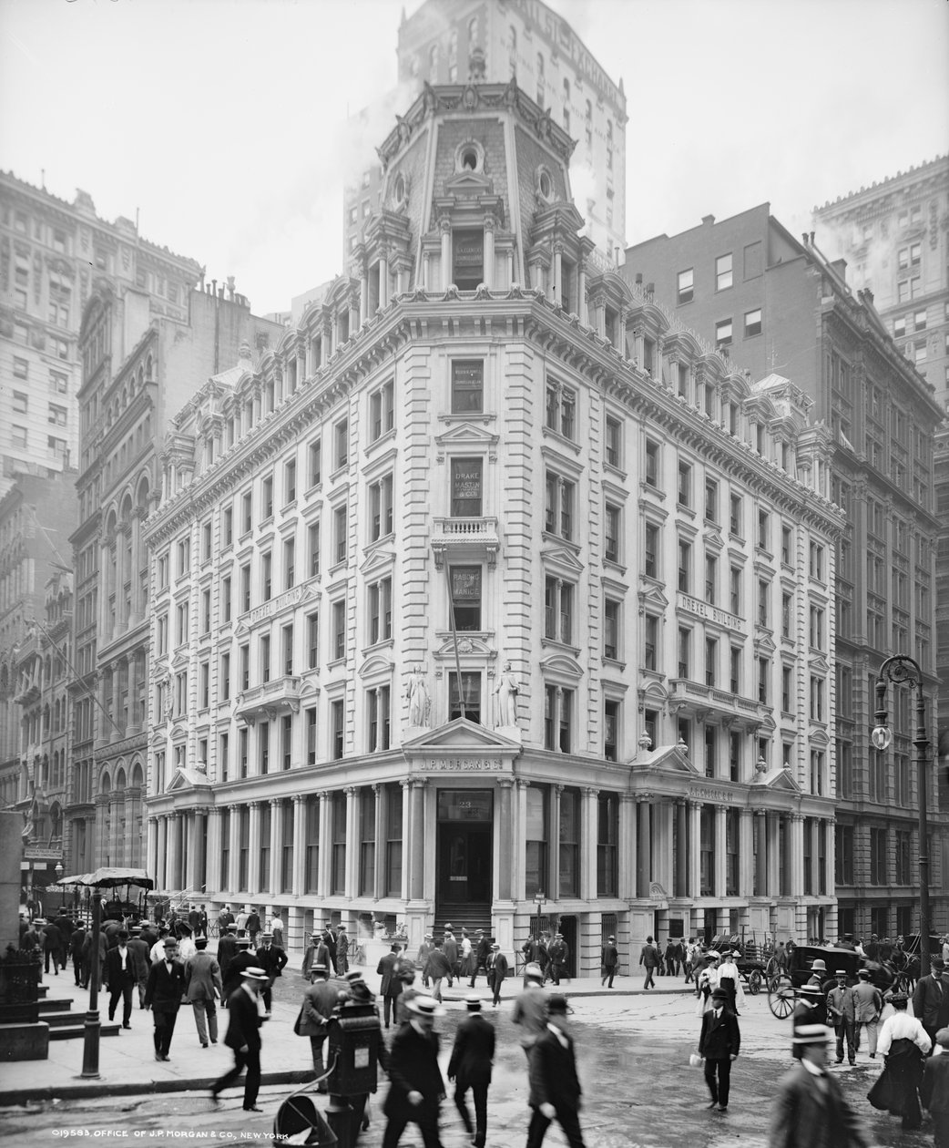 Kontoret til J.P. Morgan und Co., New York, ca. 1900-06 av Detroit Publishing Co.
