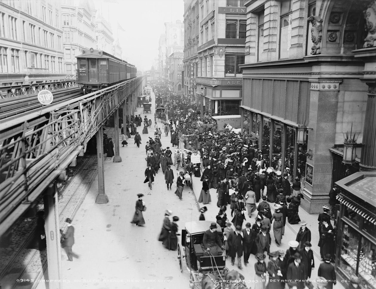 Shoppere på Sixth Avenue, New York City, ca. 1903 av Detroit Publishing Co.