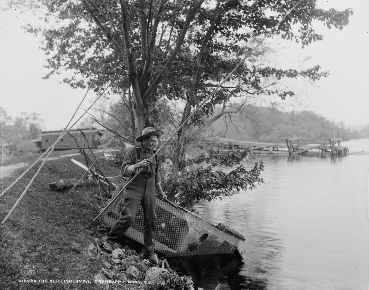 The Old Fisherman, Cranberry Lake, N.J., ca. 1900 av Detroit Publishing Co.
