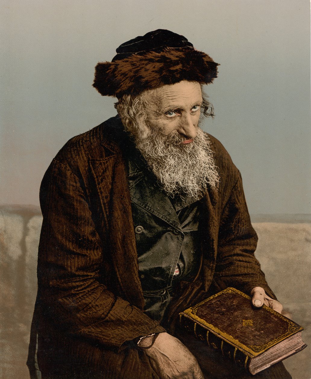 En israelitt, Jerusalem, Det hellige land, ca. 1890-c. 1900 (fotokromtrykk) av Detroit Photographic Co.