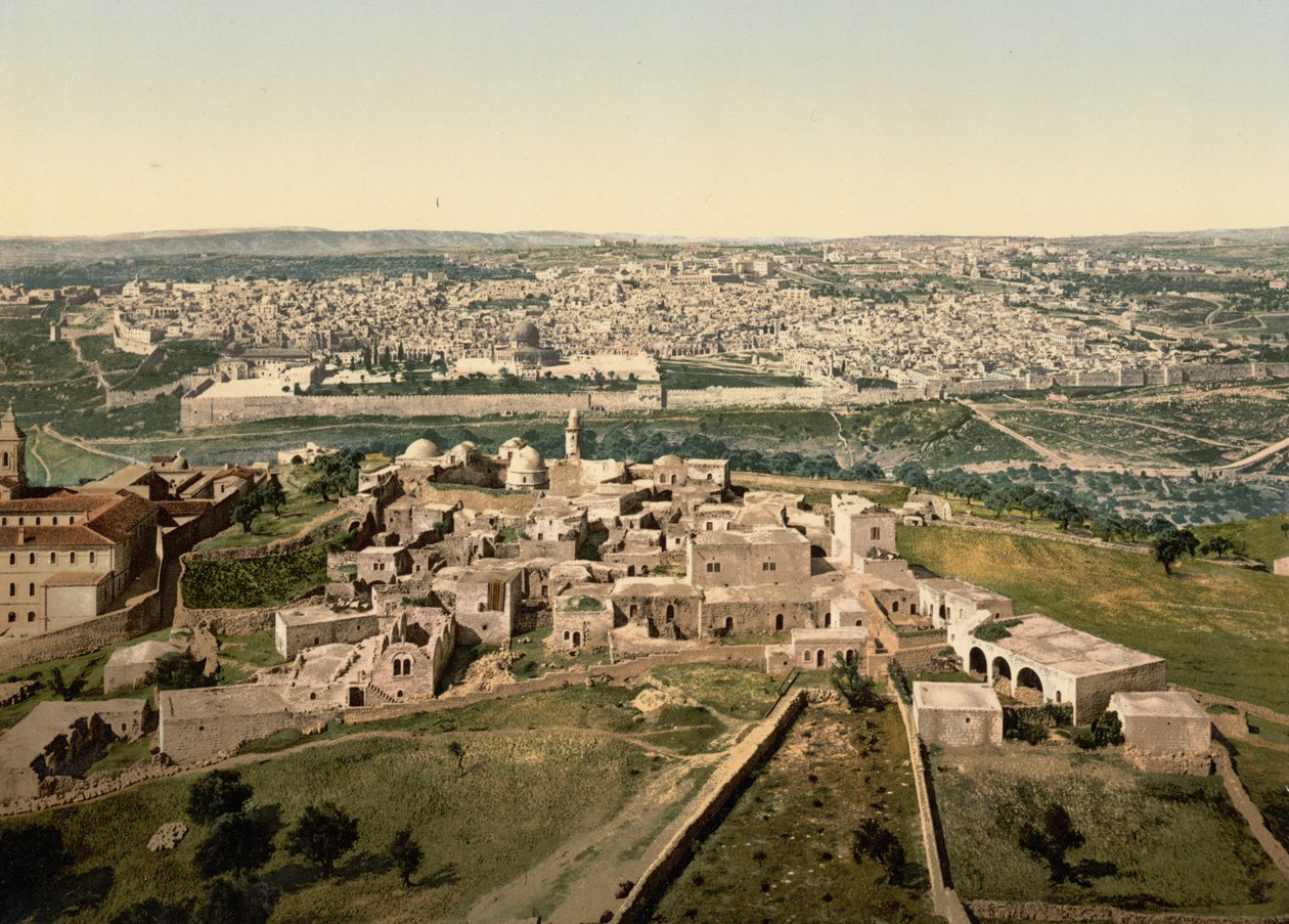 Generell visning, Jerusalem, Det hellige land, ca. 1890-c. 1900 (fotokromtrykk) av Detroit Photographic Co.