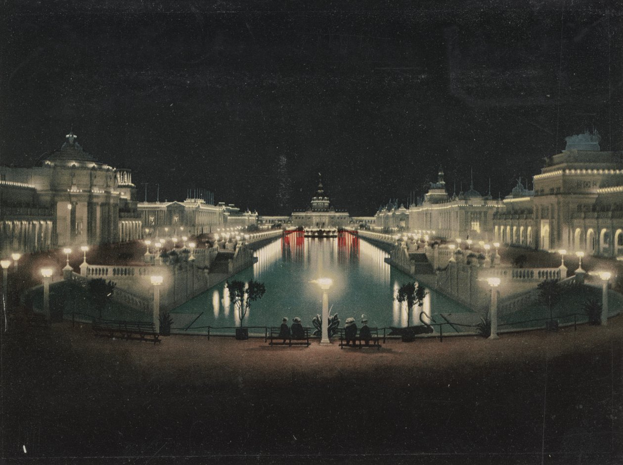 Grand Court opplyst, Trans-Mississippi Exposition, 1898 av Detroit Photographic Co.