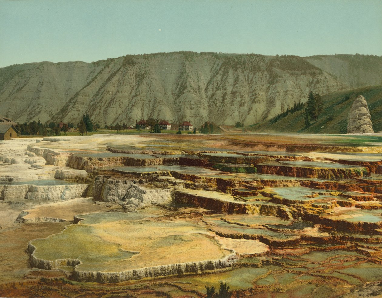 Hymen Terrace, Yellowstone nasjonalpark, ca. 1902 (fotokrom) av Detroit Photographic Co.