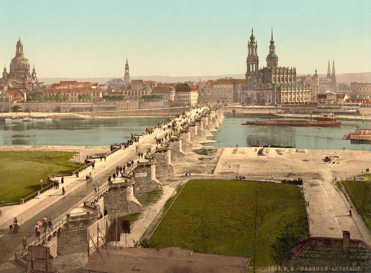 Altstadt, sett fra Krigsdepartementet, Dresden, Tyskland, ca.1900 av Detroit Publishing Co.