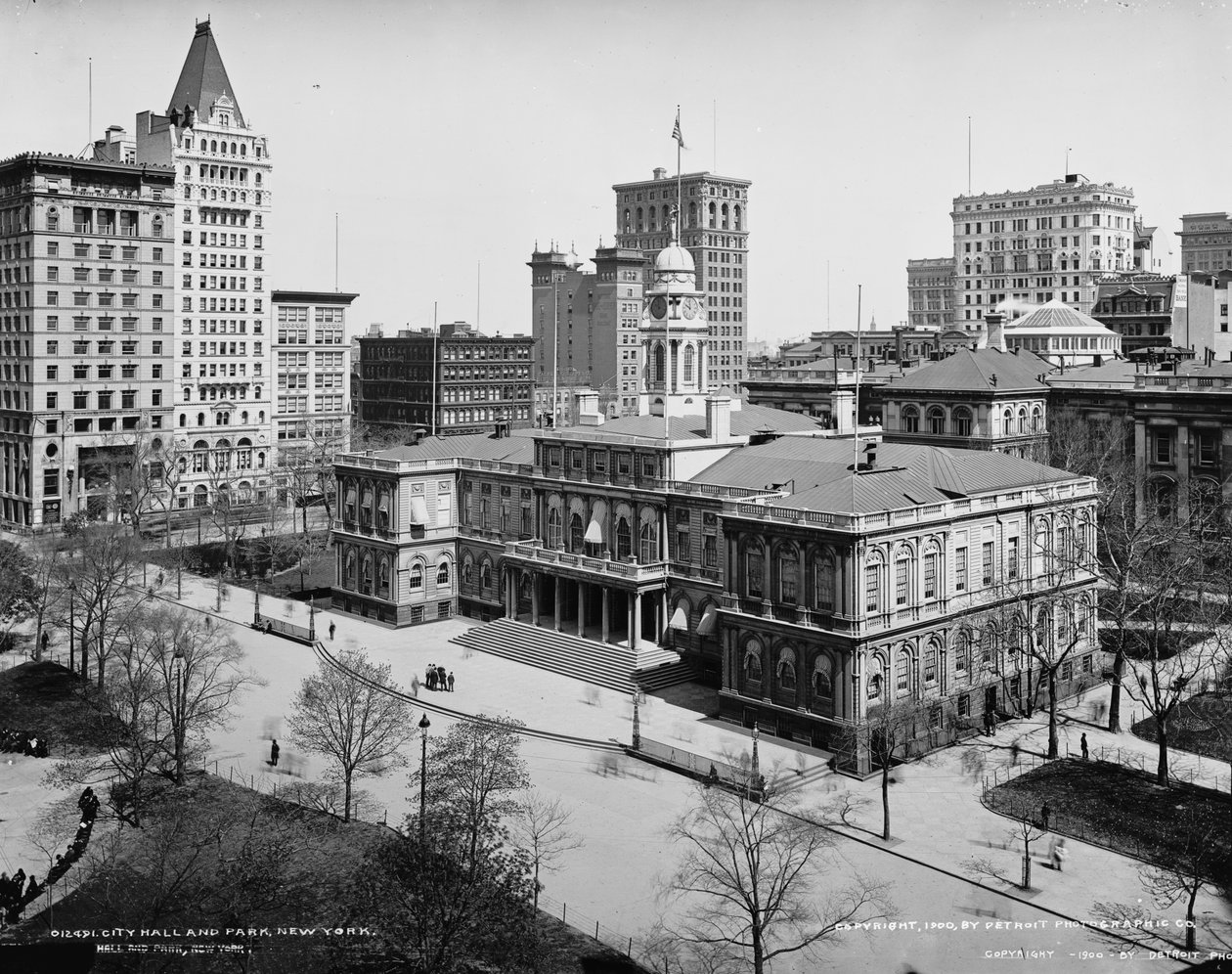 Rådhuset og parken, New York, ca. 1900 av Detroit Publishing Co.