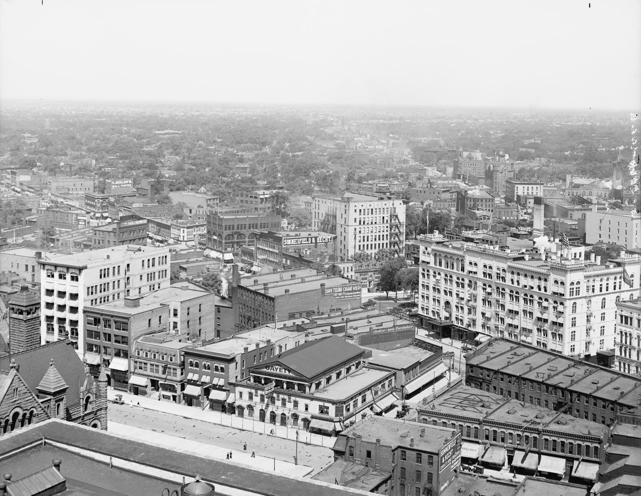 Detroit, Michigan, ca. 1908 (s/hvitt-bilde) av Detroit Publishing Co.