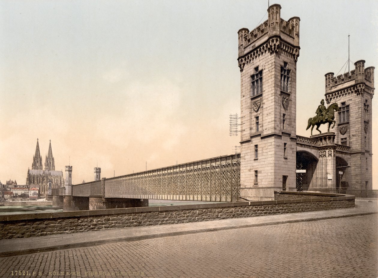 Eisenbahn-broen, Rhinen, Köln, Tyskland, ca. 1900 av Detroit Publishing Co.
