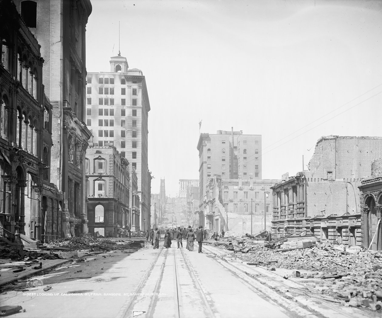 Ser opp California Street fra Sansome Street, San Francisco av Detroit Publishing Co.