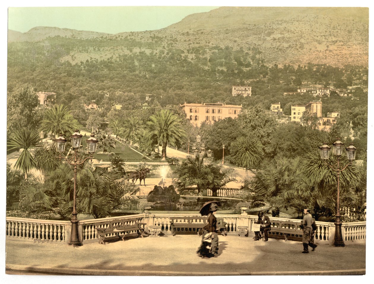 Monte Carlo Casino Gardens, Riviera, Monaco av Detroit Publishing Co.