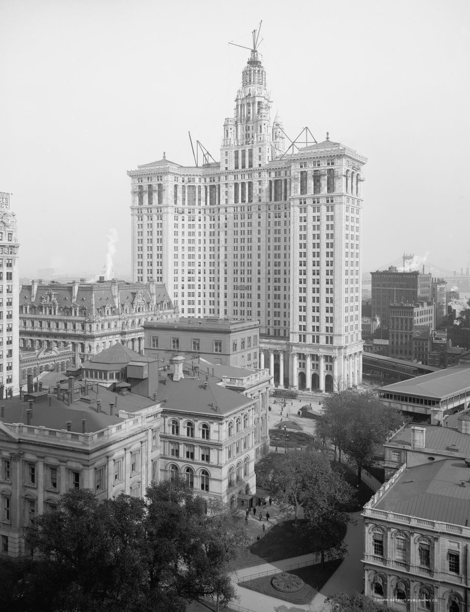 New Municipal Building, New York City, USA, ca. 1914 (s/hvitt-bilde) av Detroit Publishing Co.