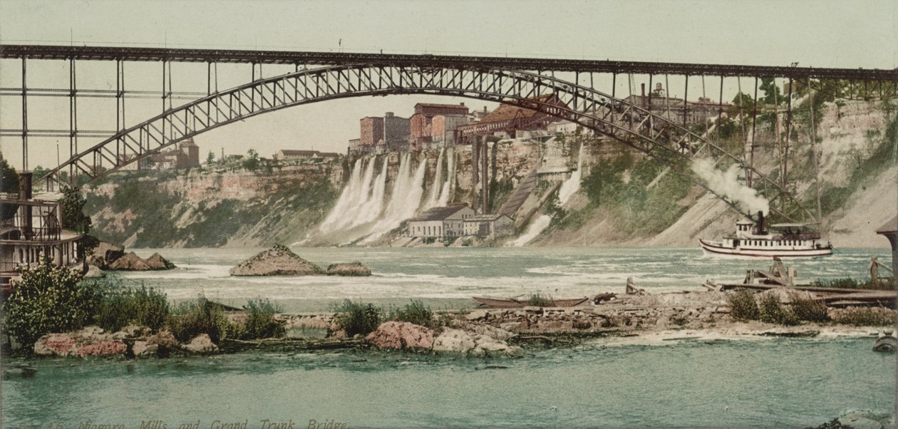 Niagara, møller og Grand Trunk Bridge, ca. 1900 av Detroit Publishing Co.