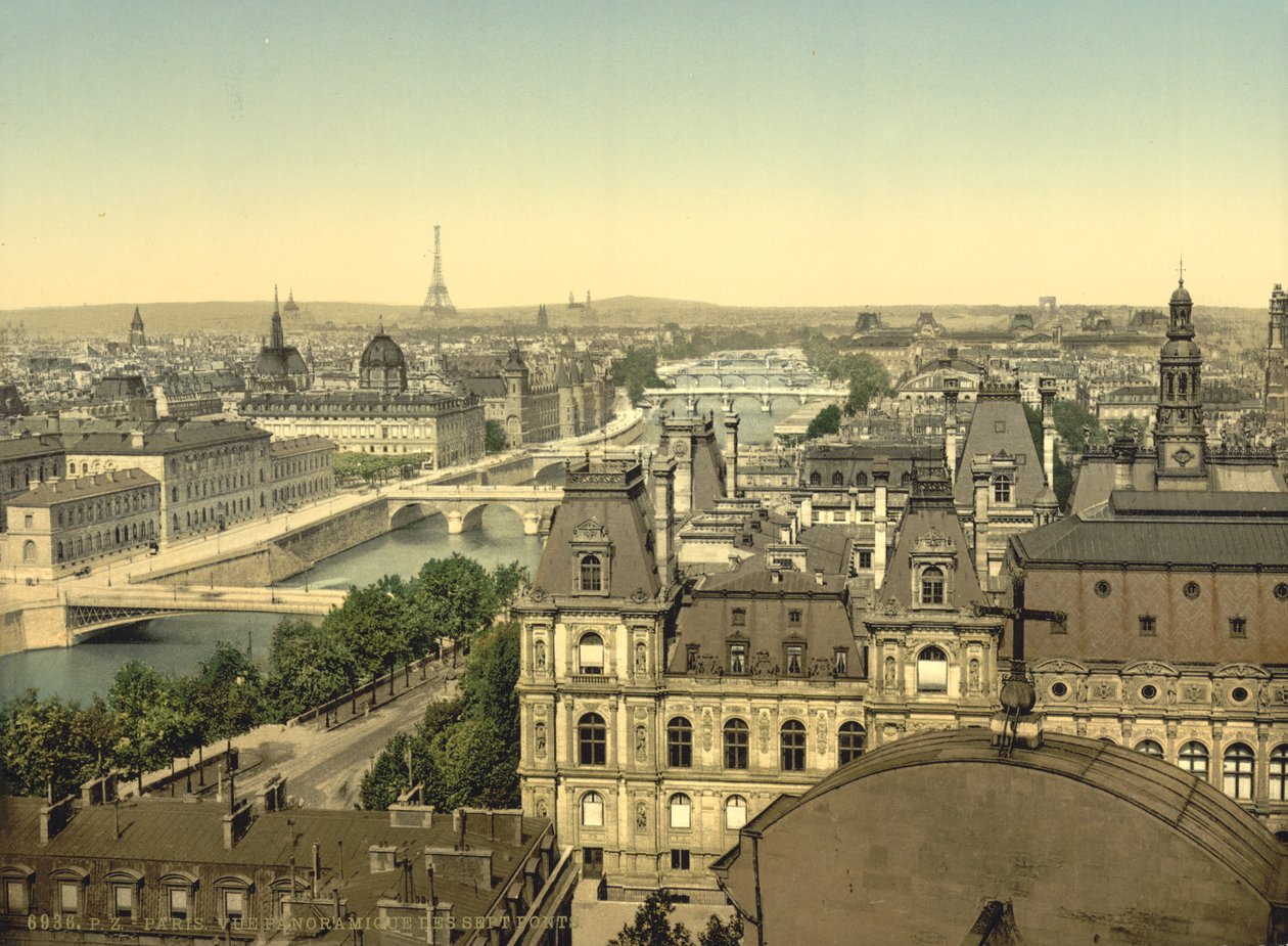 Panorama over de syv broene, Paris, ca. 1890 av Detroit Publishing Co.
