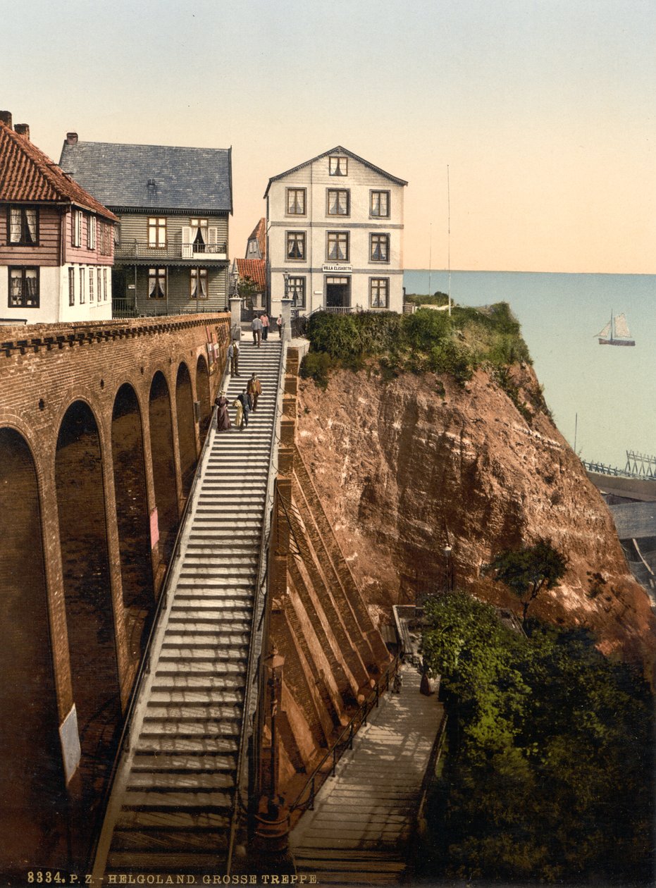 The Grand Staircase, Helgoland, Tyskland, Photochrome Print, ca.1900 av Detroit Publishing Co.