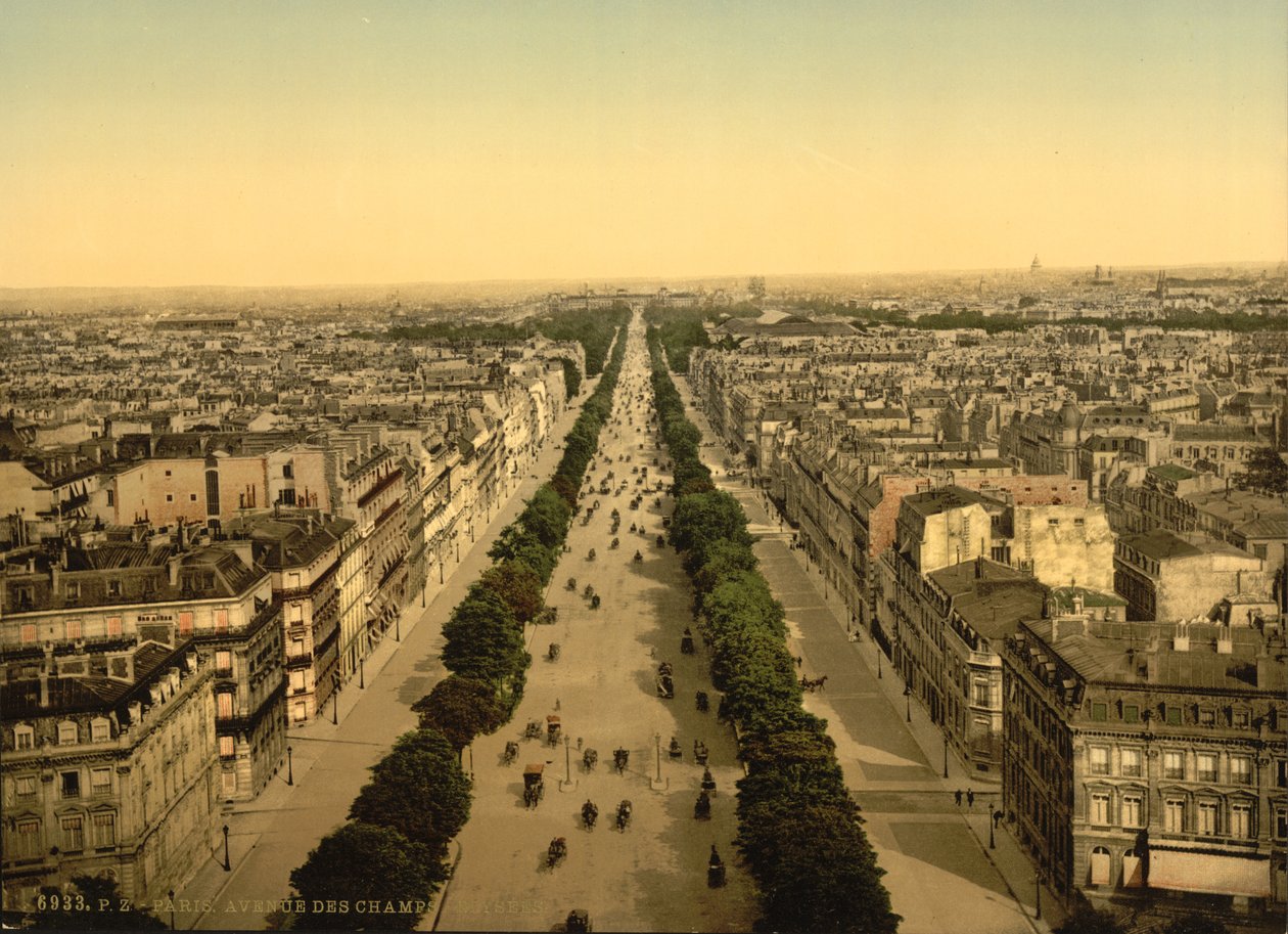 Avenue des Champs-Élysées, Paris, ca. 1890-1900 (fotokrom) av Detroit Publishing Co.