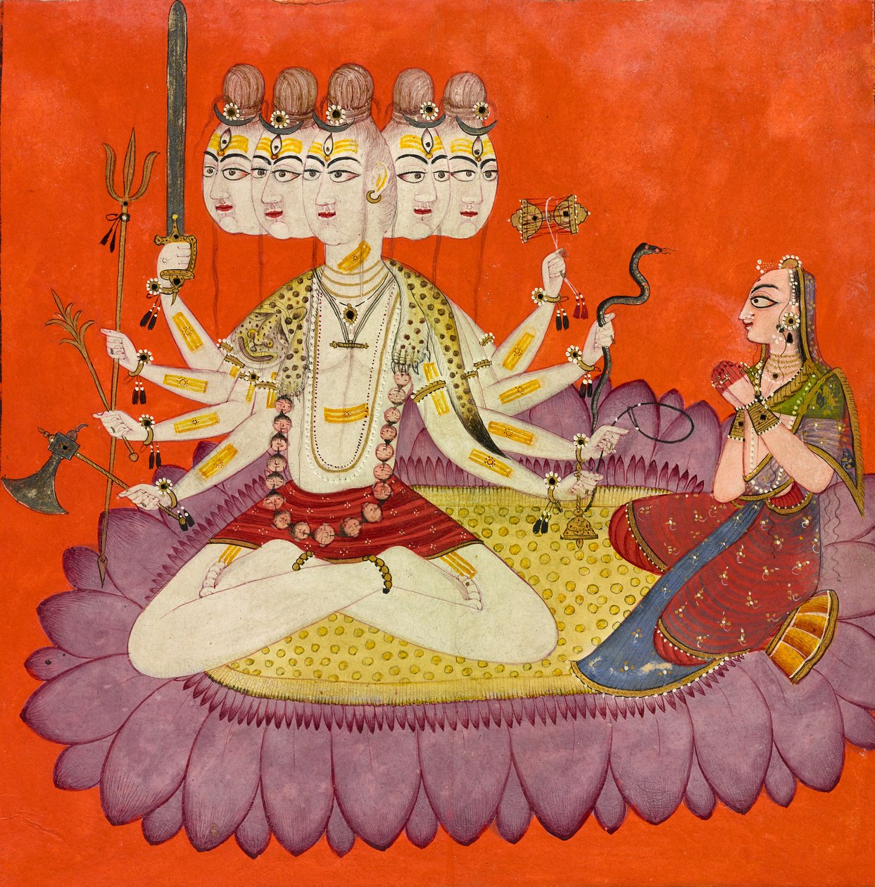 Sadashiva tilbedt av Parvati, ca. 1690. av Devidasa