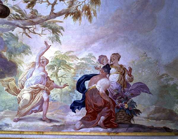 Mytologisk scene (fresco) av Diacinto (attr.) Fabbroni
