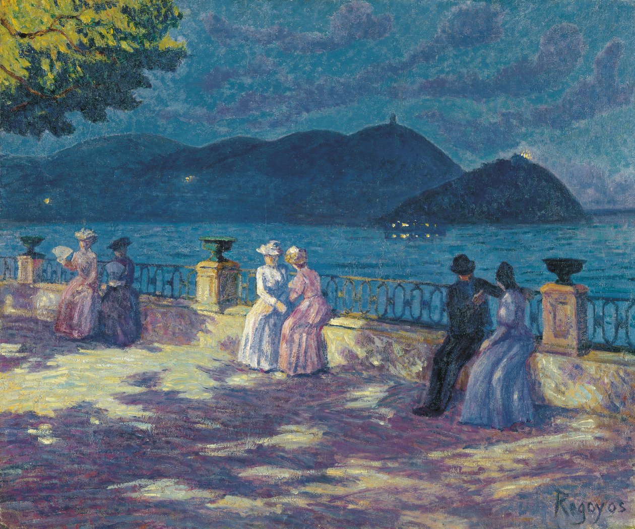 La Concha om natten - Regoyos y Valdes, Dario de (1857-1913) - ca. 1906 - Olje på lerret - 54x65 - Carmen Thyssen Museum, Malaga av Diario or Dario de Regoyos y Valdes