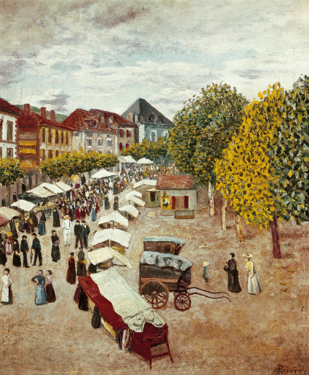 "" The March of Dax in the Landes "" Maleri av Dario de Regoyos og Valdes (1875-1913) Privat samling av Diario or Dario de Regoyos y Valdes