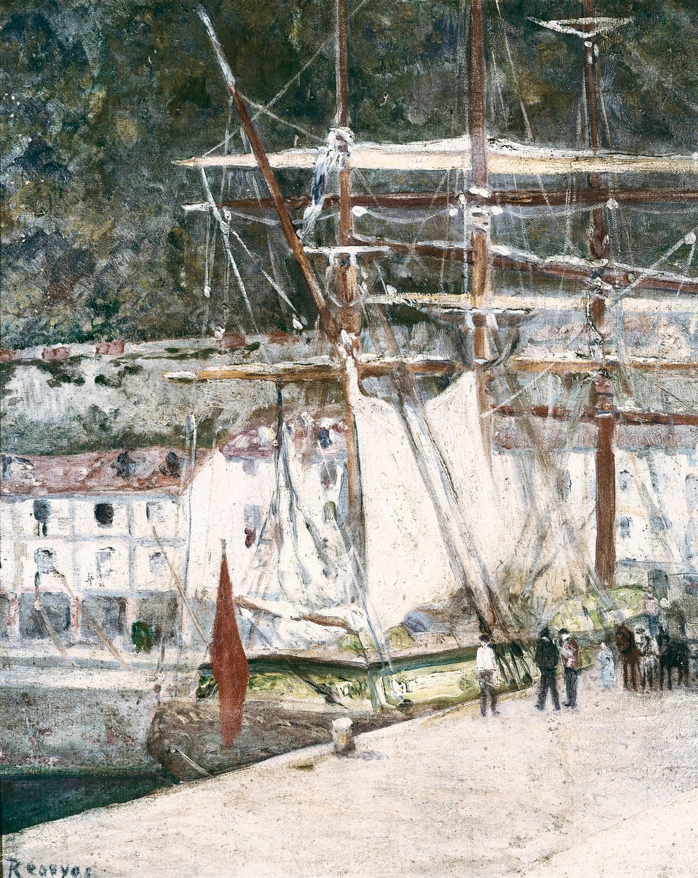 "" Utsikt over havnen i San Sebastian (San Sebastian, San Sebastian) i Spania "" Maleri av Dario de Regoyos (1875-1913) San Sebastian. San Telmo kommunale museum av Diario or Dario de Regoyos y Valdes