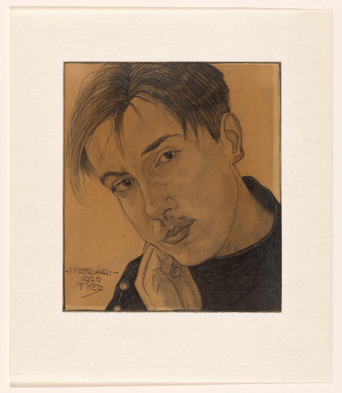 Selvportrett (med hånd) av Dick Ket (signed by artist)
