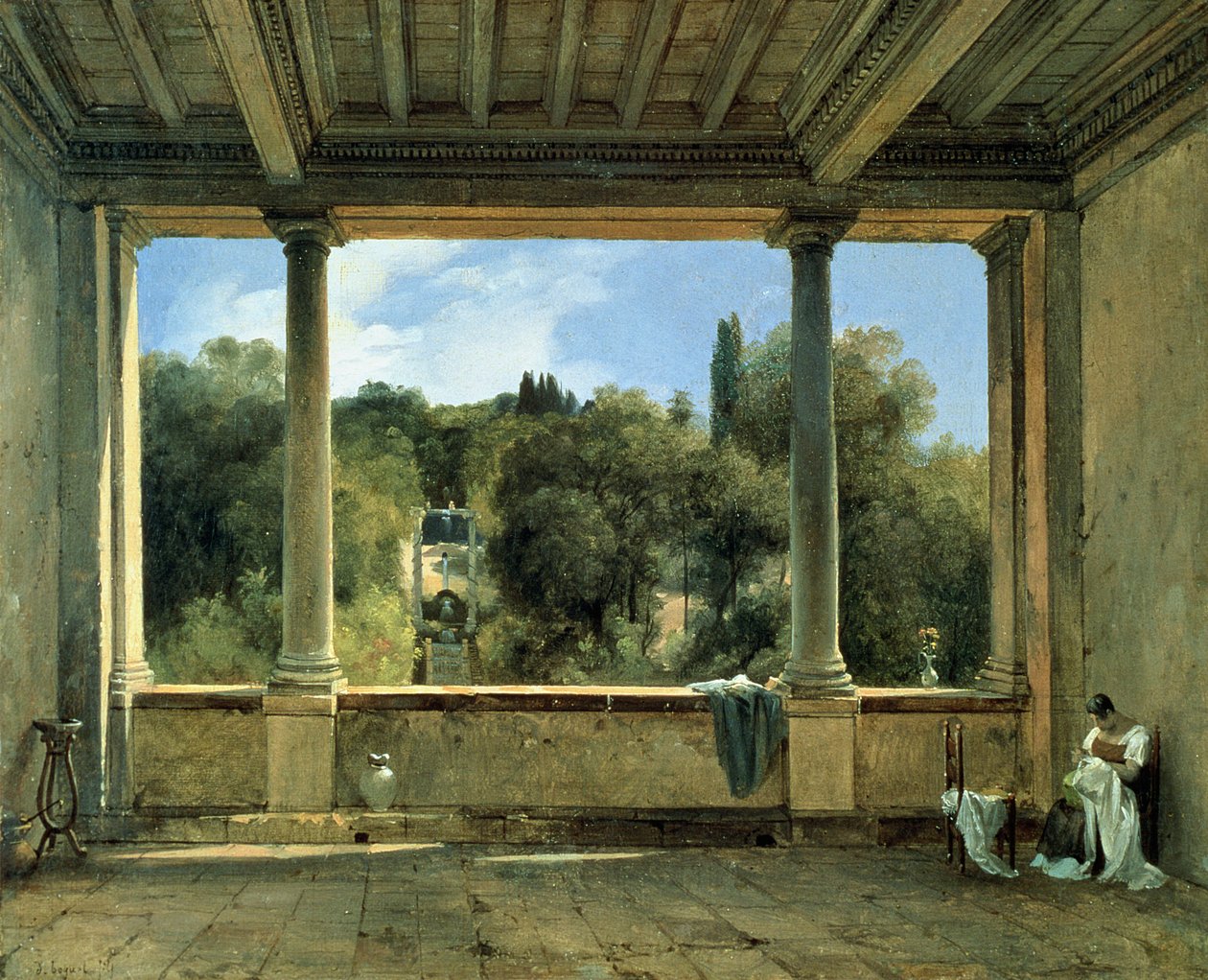 Utsikt fra den øvre loggiaen til Villa Aldobrandini ved Frascati av Didier Boguet