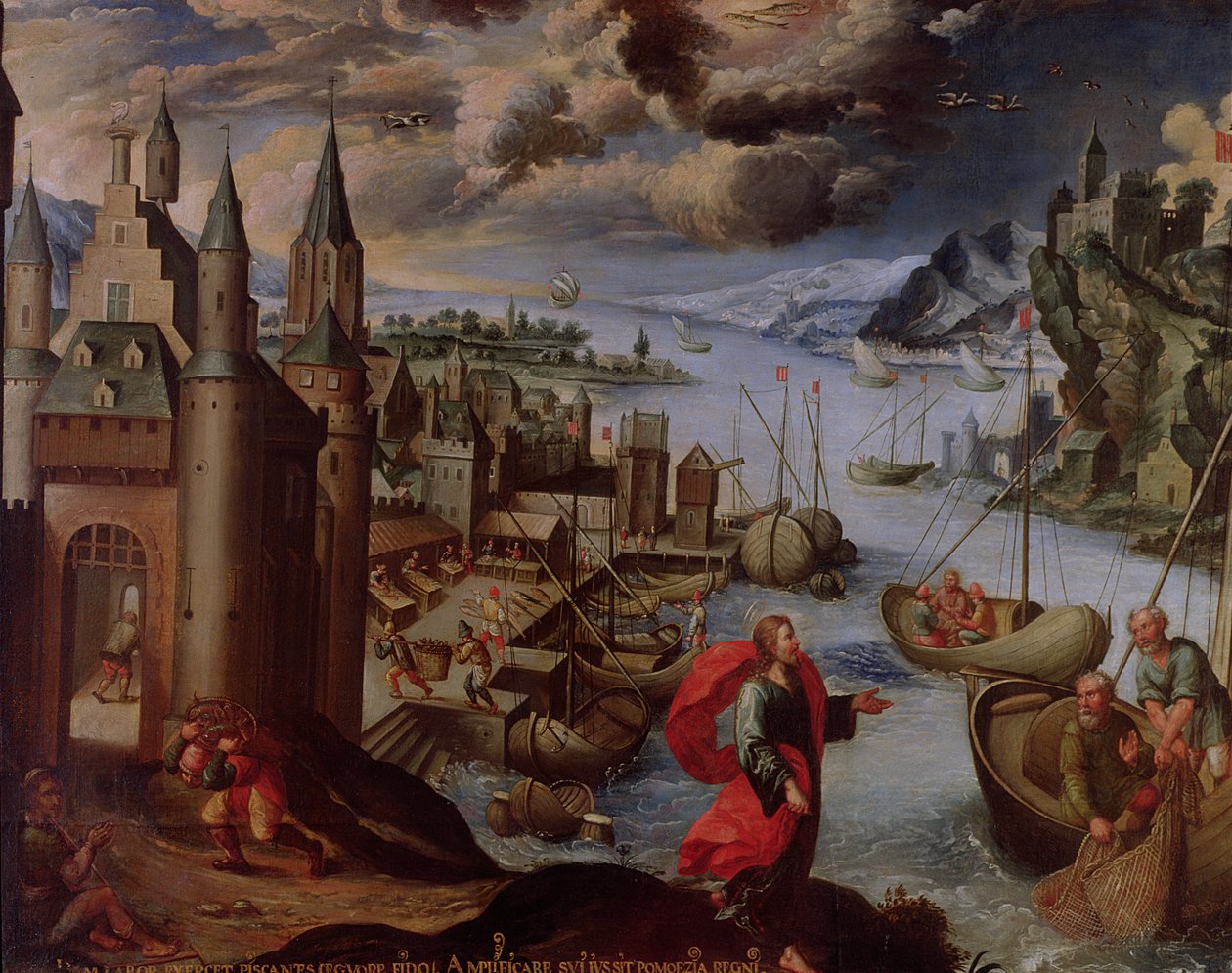 Kristus som kaller St. Peter og St. Andrew, fra en serie av Zodiac-tegn, 1681 av Diego Quispe Tito