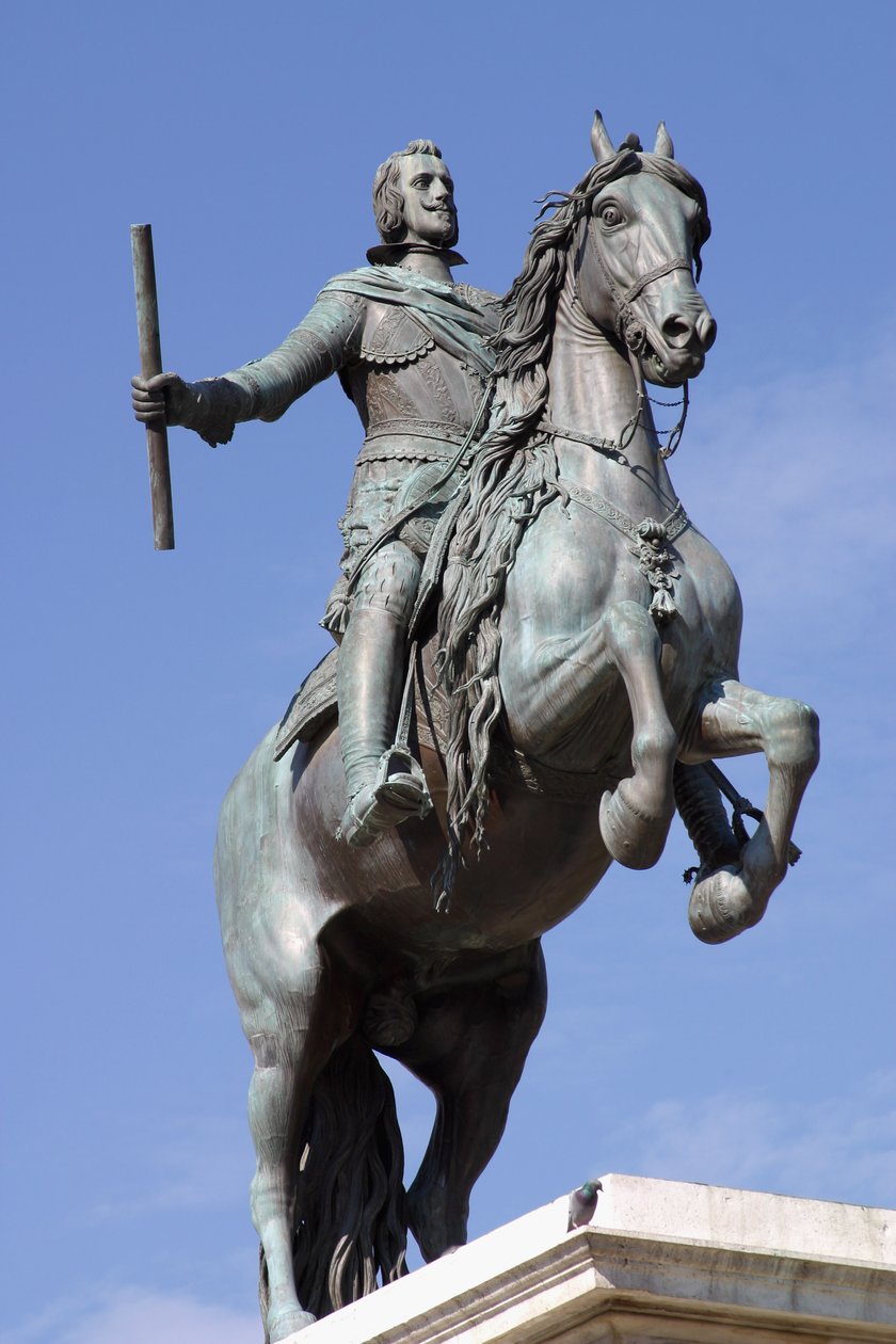 Rytterstatue av Filip IV (1605-65) konge av Spania, støpt i bronse av Tacca (bronse) (se også 53906 og 79531) av Diego Velázquez