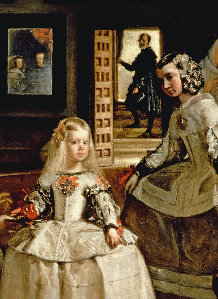 Las Meninas, detalj av Infanta Margarita og hushjelpen hennes, 1656 (detalj av 405) av Diego Velázquez