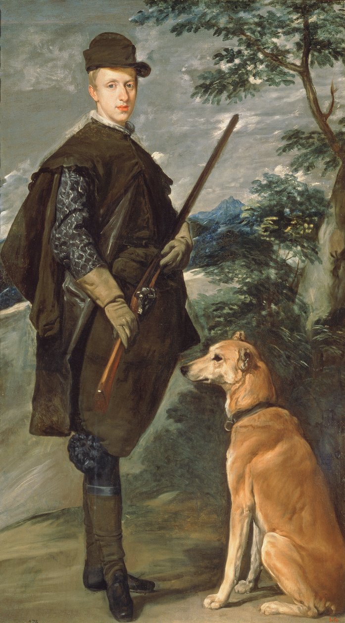 Portrett av kardinal Infante Ferdinand (1609-41) av Østerrike med pistol og hund, 1632 av Diego Velázquez