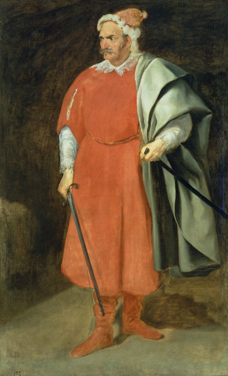 Portrett av Buffoon 'Redbeard', Cristobal de Castaneda, ca. 1636 av Diego Velázquez