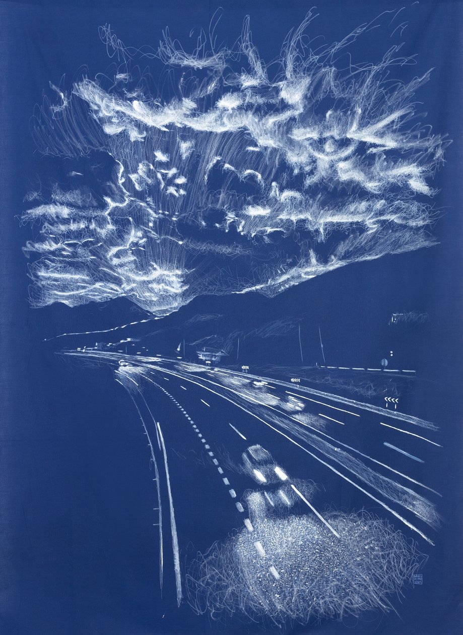 Forlater Castro-Urdiales, 2024 (akryl på stoff) av Diego Beyro