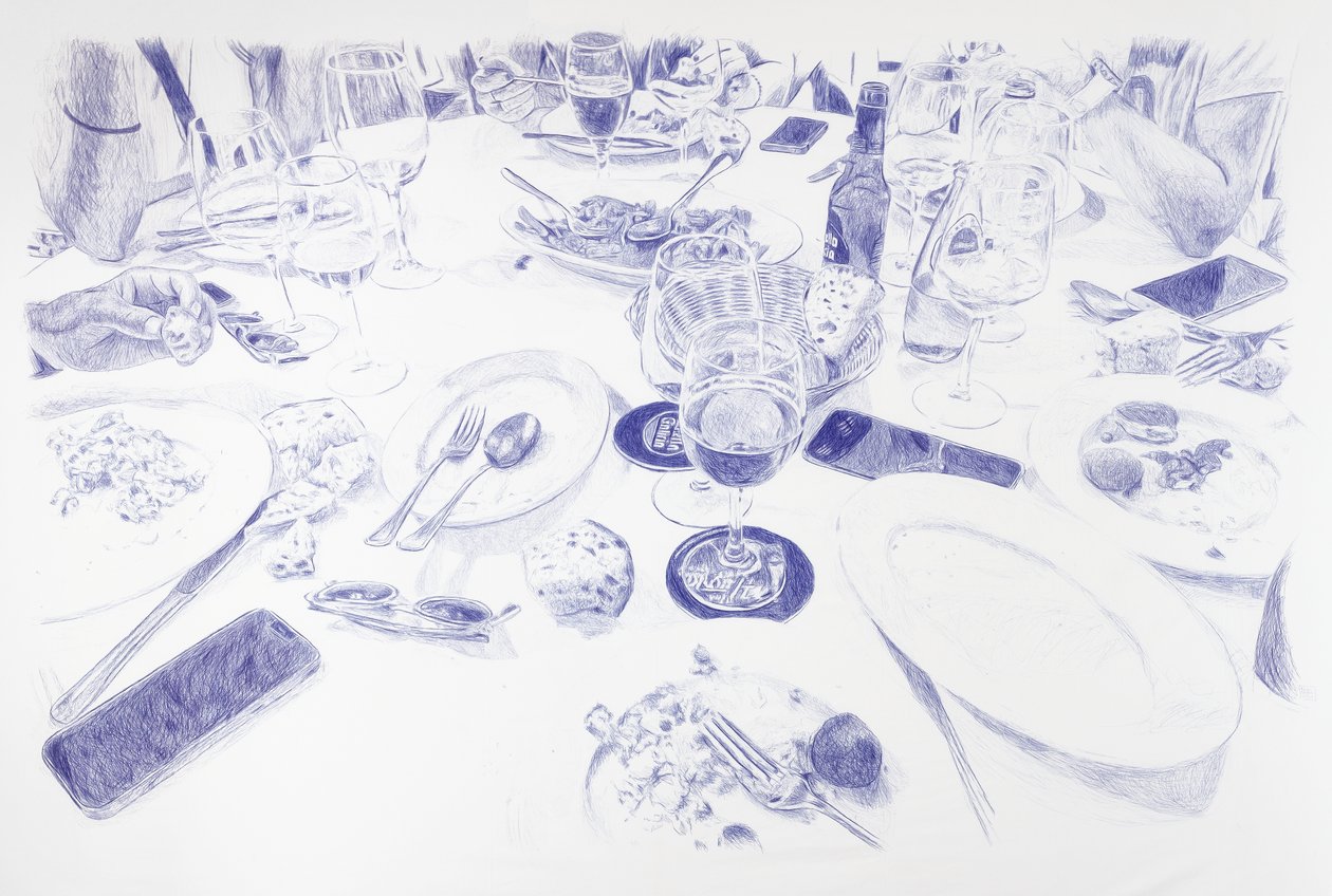 Dessert, 2023 (blekk på lerret) av Diego Beyro