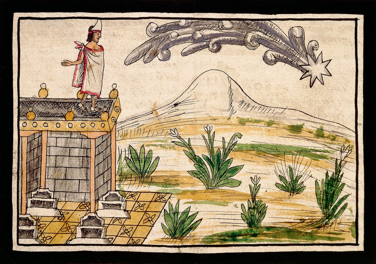 Montezuma observerer kometen, miniatyr fra History of the Indies av Diego Duran (1537-1588) av Diego Duran