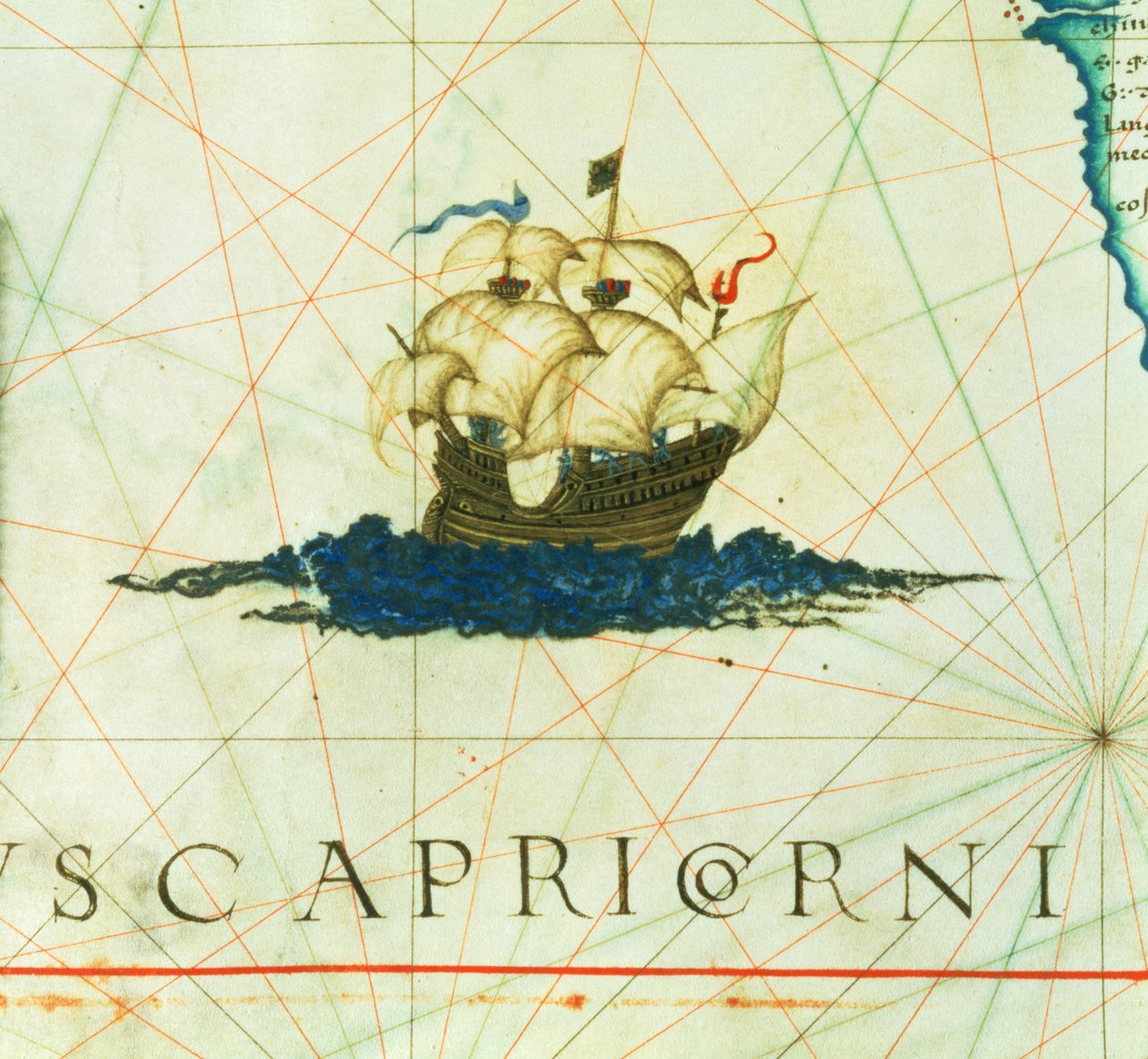 Legg til 5415A f.11 Galleon i full seil, detalj fra "Opus Geographicum" av Diego Homem