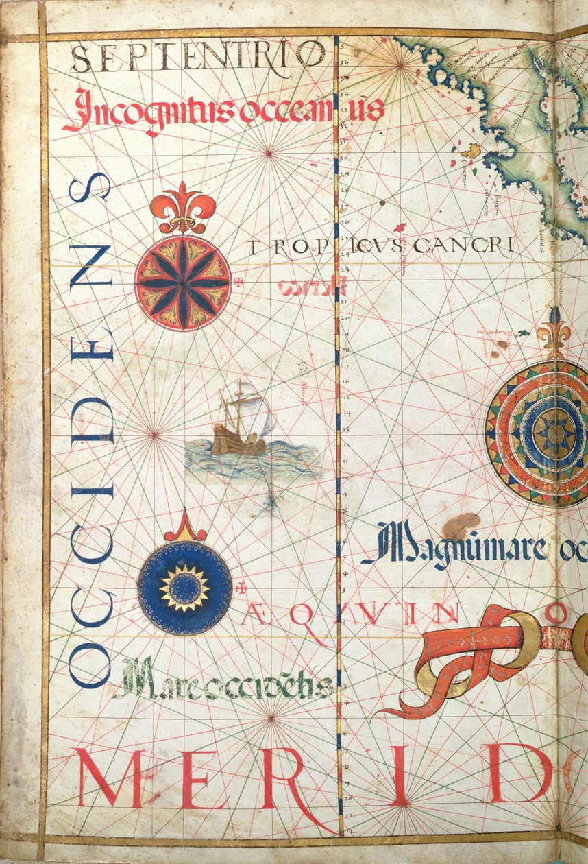 Mellom-Amerika og Stillehavet, detalj fra et verdensatlas, 1565 av Diego Homem