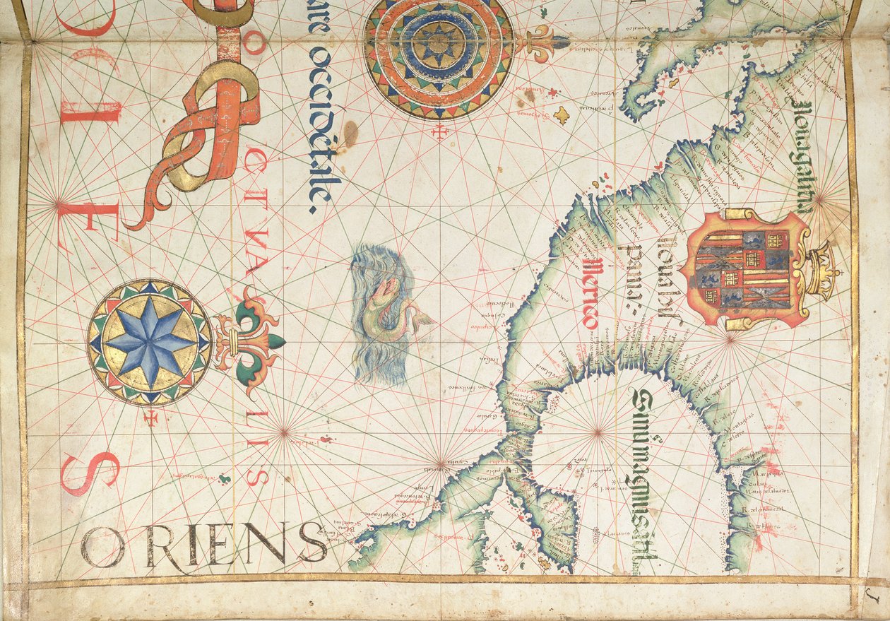 Mexico og Mellom-Amerika, detalj fra et verdensatlas, 1565 av Diego Homem