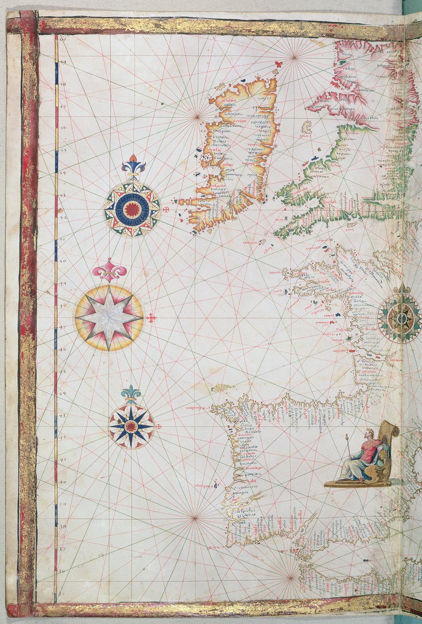 De britiske øyer og Iberia, detalj fra et verdensatlas, 1565 av Diego Homem