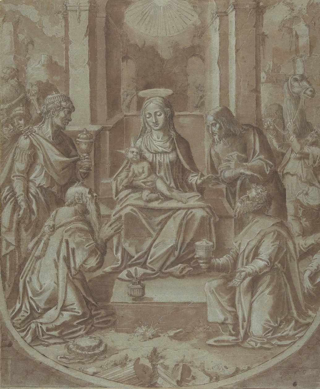 The Adoration of the Magi Cartoon for an Embroidery, 1587-89. av Diego Lopez de Escuriaz.