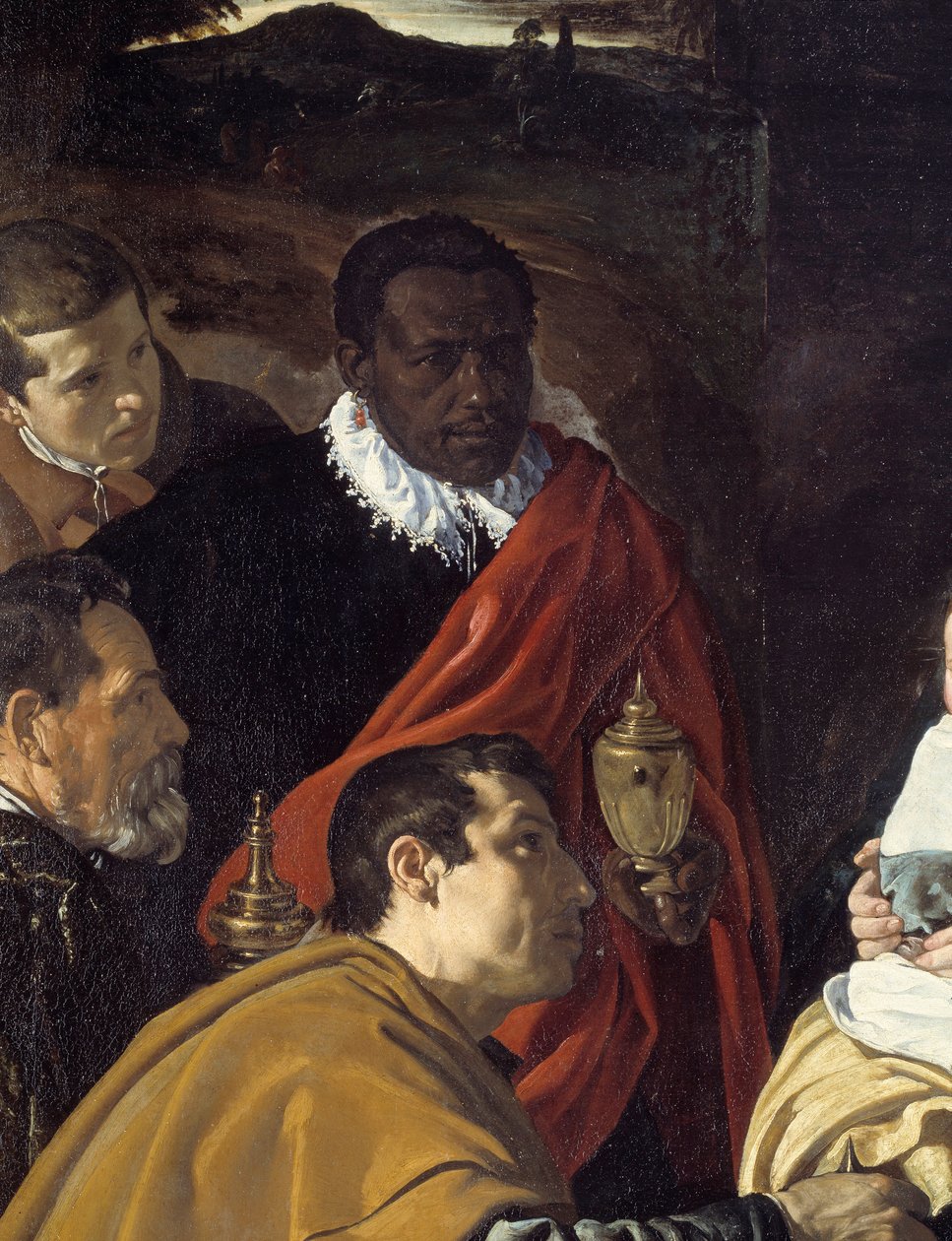 Tilbedelse av magiene. Detalj av hodene til de vise konger. Maleri av Diego Velasquez (1599-1660) av Diego Velázquez