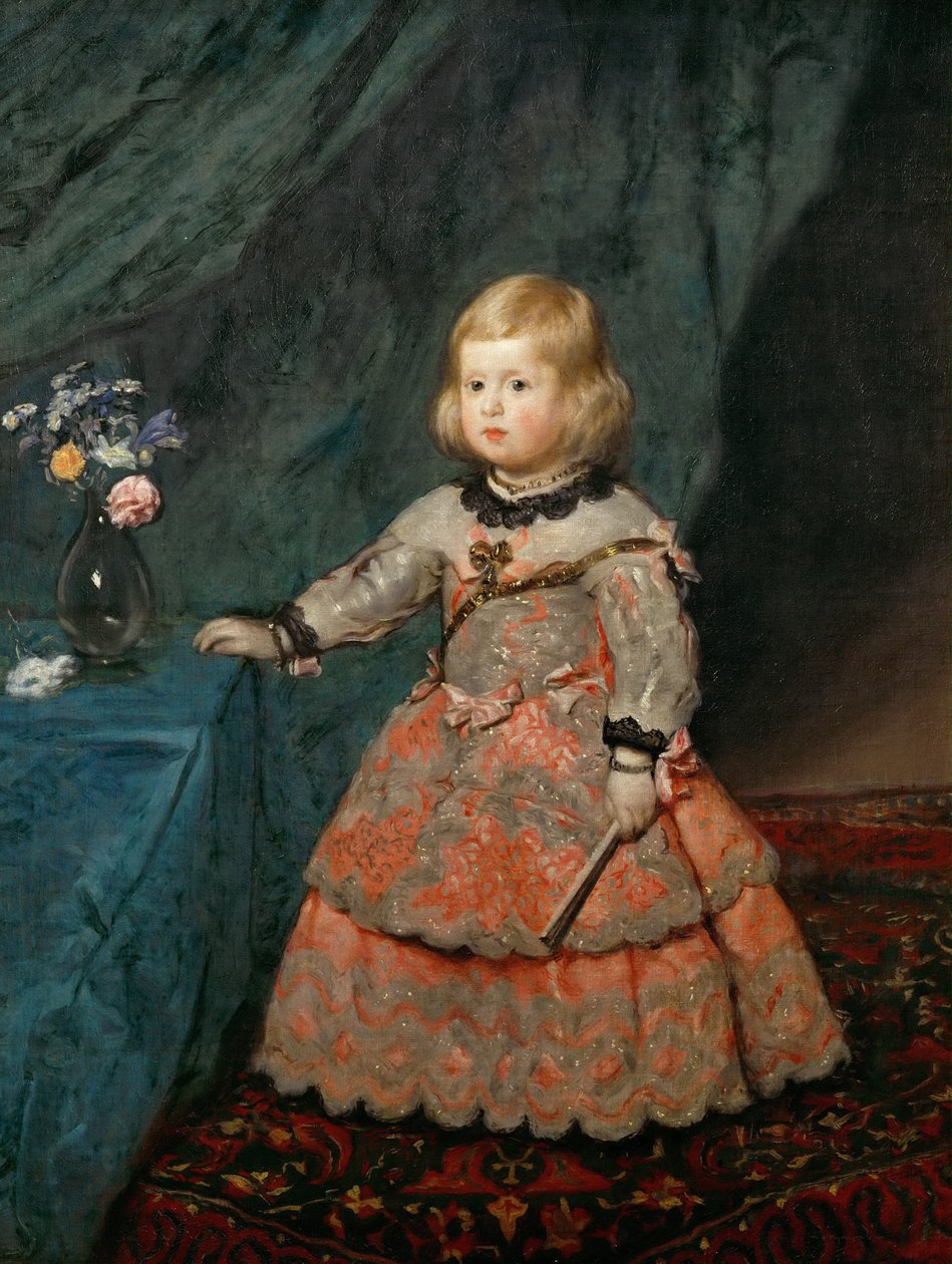 Barokk: Portrett av infanta Margaret Theresa (1651-1673) i en rosa kjole av Velazquez, Diego (1599-1660), ca. 1653. Olje på lerret av Diego Velázquez