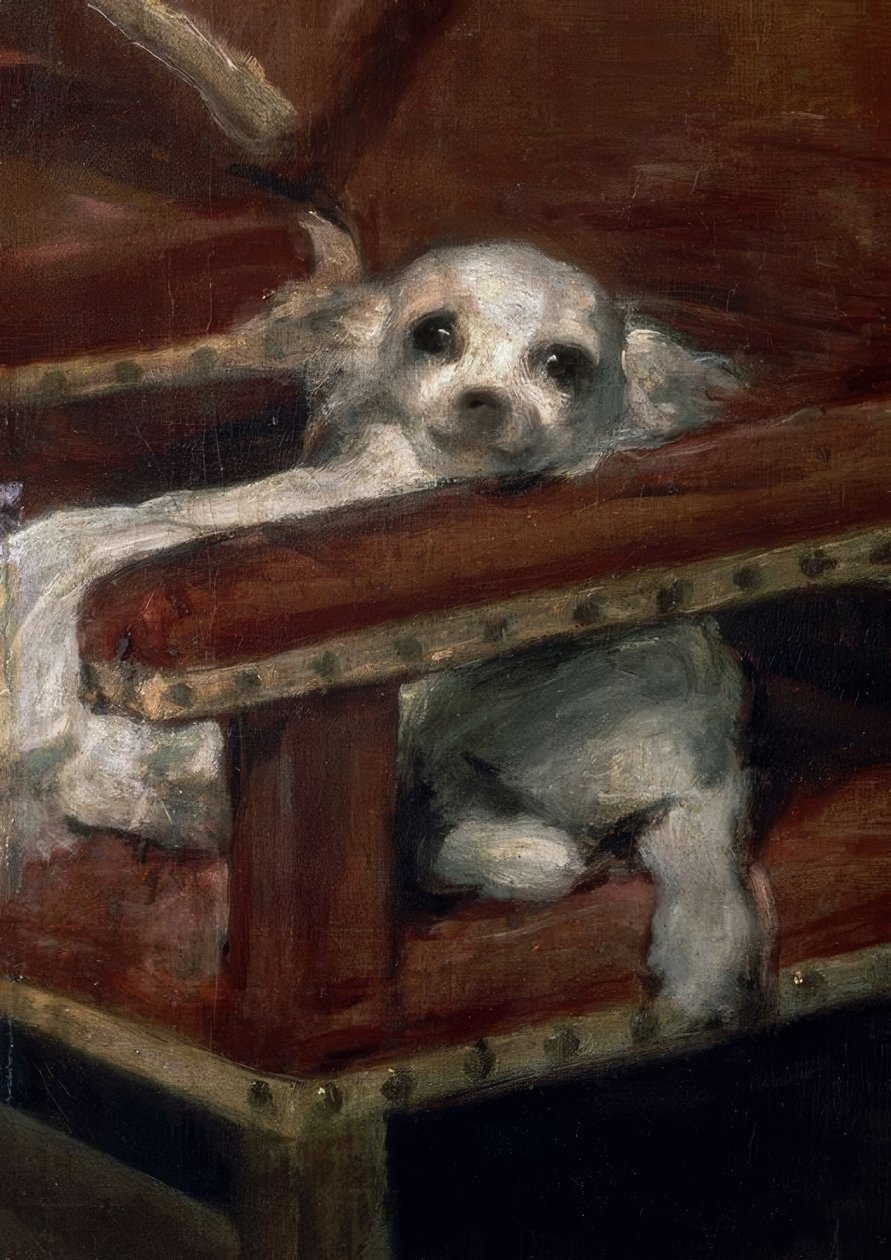 Spedbarn Philipp Prosper / Detalj: liten hund av Diego Velázquez