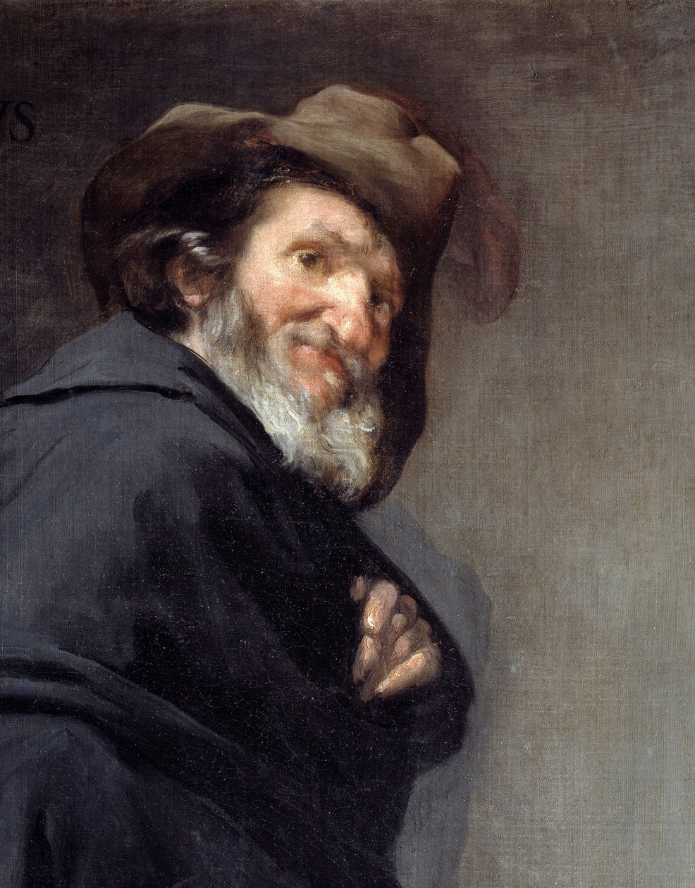 Menippe (Detalj). Portrett Menippe de Sinope, gresk poet og filosof ved den kyniske skolen, etter å ha levd mellom det 4. og 3. århundre f.Kr. Maleri av Diego Rodriguez de Silva y Velasquez (1599-1660) av Diego Velázquez