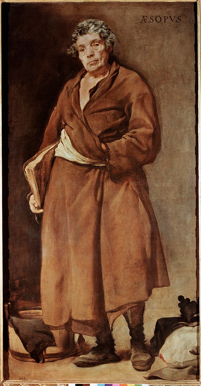 Portrett av Aesop, gresk forfatter (olje på lerret av Diego Velázquez