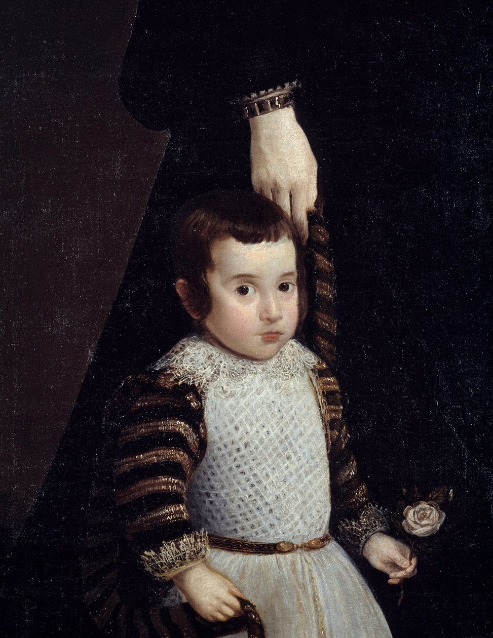 Portrett av Antonia de Ipenarrieta med sønnen Luis. Detalj som representerer barnet. Maleri av Diego Rodriguez de Silva y Velasquez (1599-1660) av Diego Velázquez