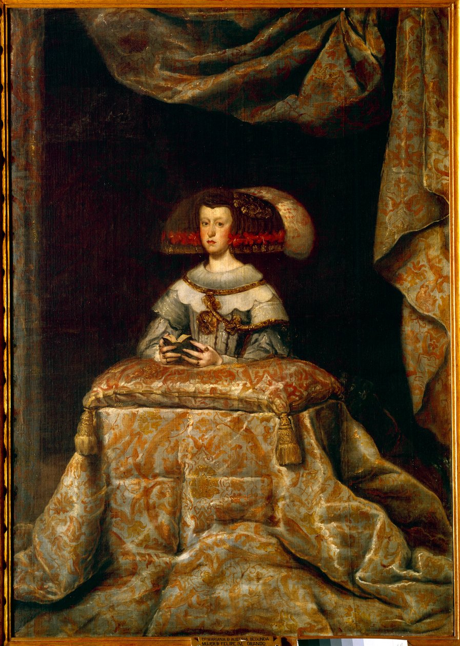 Portrett av Marianne av Østerrike (1631-1696) i bønn (Mary Anne eller Mary Anne av Østerrike, andre kone til Filip IV av Spania). Maleri av Diego Velasquez (1599-1660) ec. esp. av Diego Velázquez