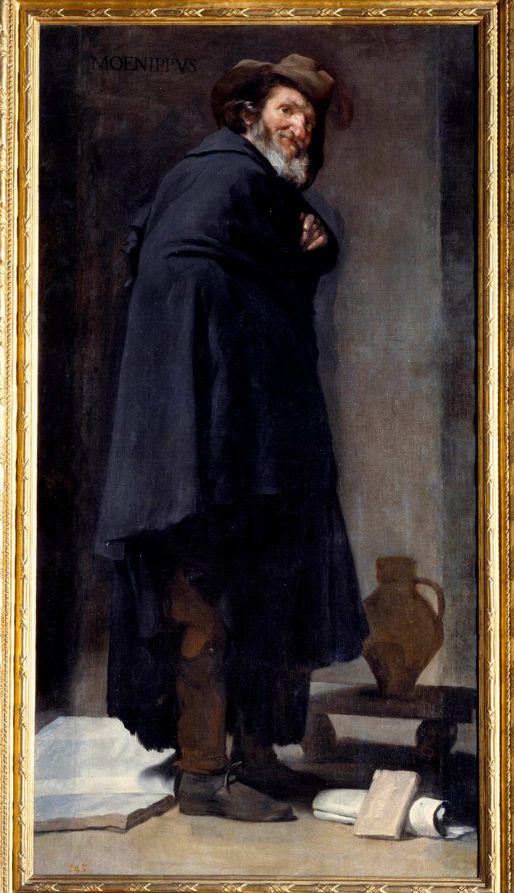 Portrett av Menippe (Menippe de Sinope, gresk poet og filosof ved den kyniske skolen, som levde mellom det 4. og 3. århundre f.Kr.). Maleri av Diego Rodriguez de Silva y Velasquez (1599-1660) av Diego Velázquez