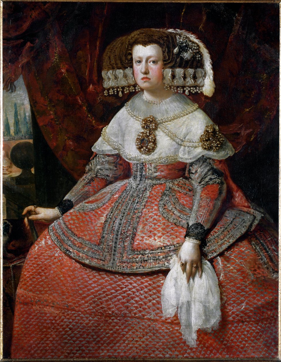 Portrett av dronning Maria Anna av Spania (olje på lerret av Diego Velázquez