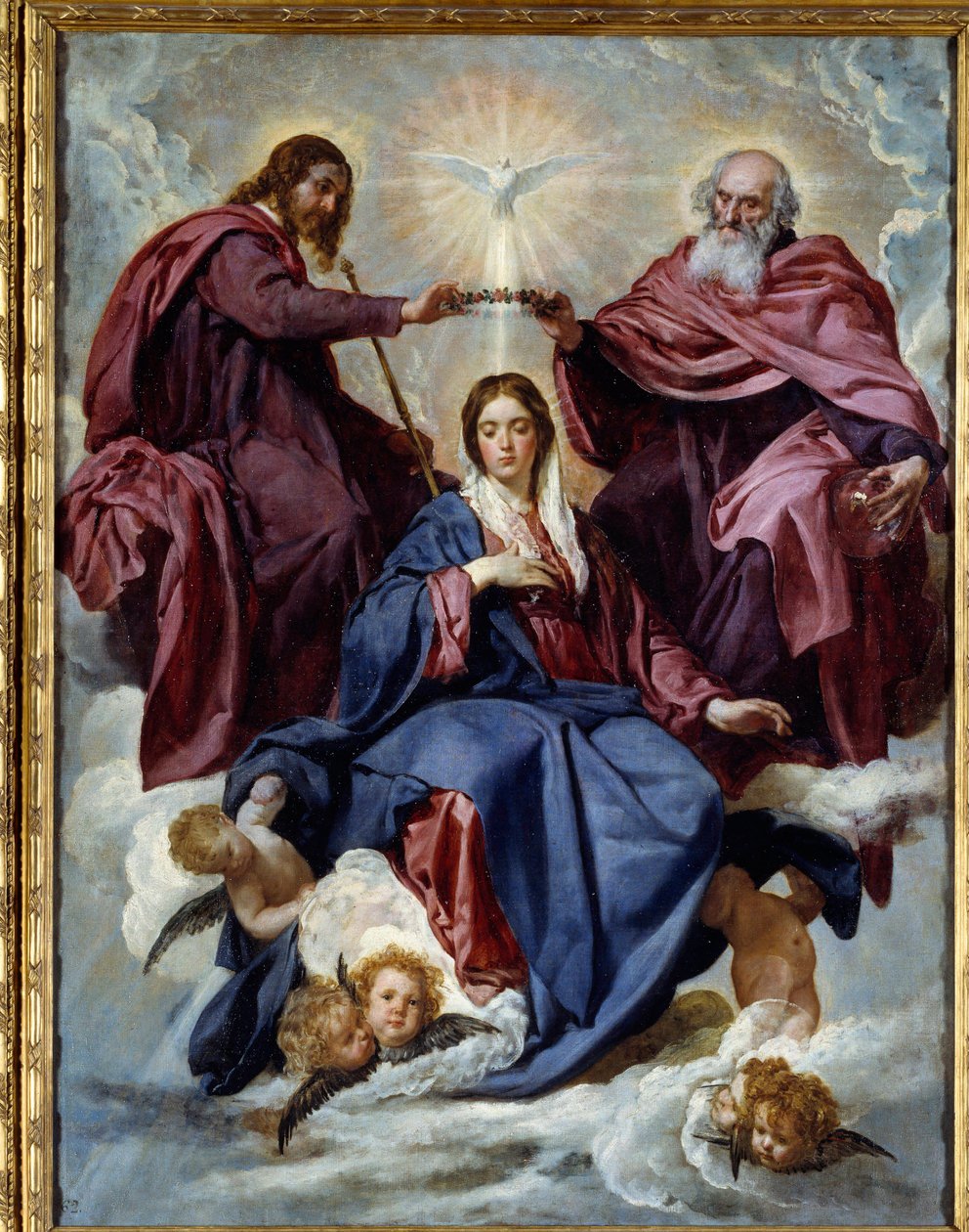 Jomfruens kroning. Maleri av Diego Rodriguez de Silva og Velasquez (1599-1660) av Diego Velázquez