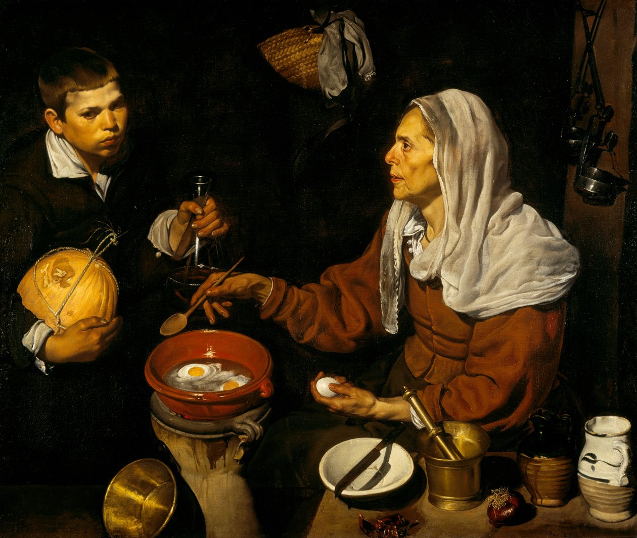 En gammel kvinne som koker egg av Diego Velázquez