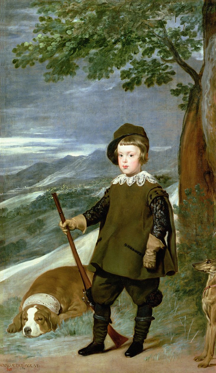 Prins Balthasar Carlos (1629-49) kledd som en jeger, 1635-36 av Diego Velázquez
